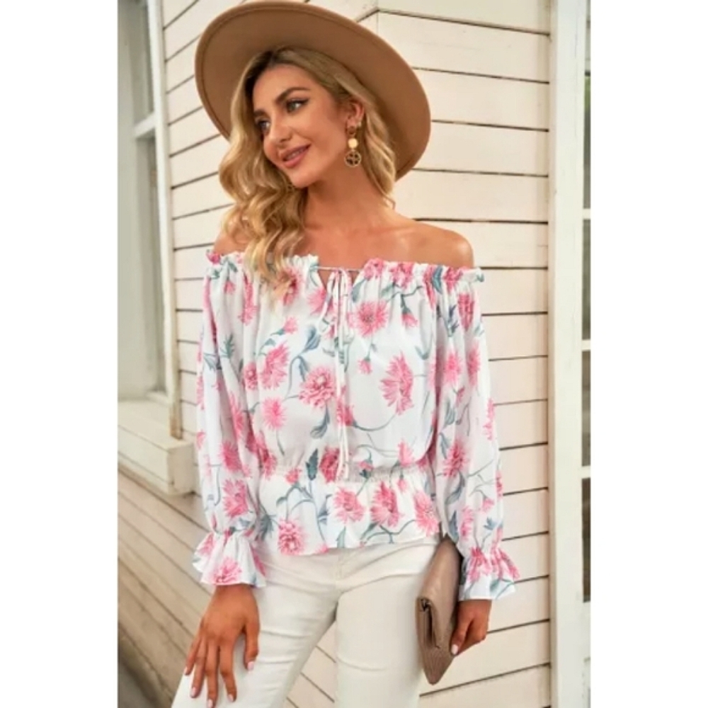 LAST ONE! Plus Size LAINEY Off The Shoulder Floral Blouse - Picture 2 of 3